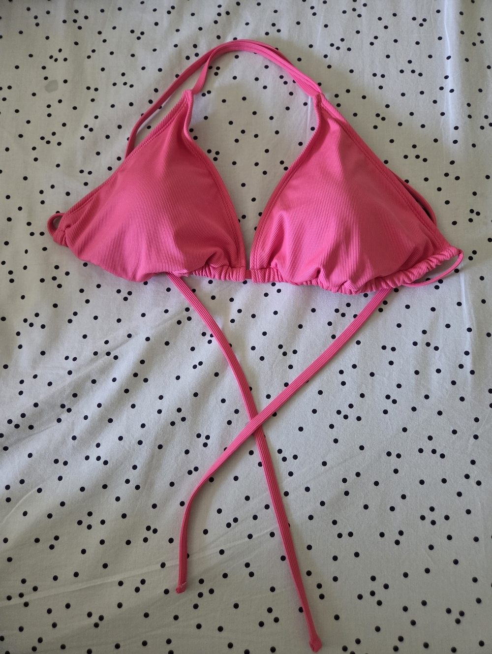Shade & Shore Pink Triangle Bikini Top Removable Pads Halter XL (16)
